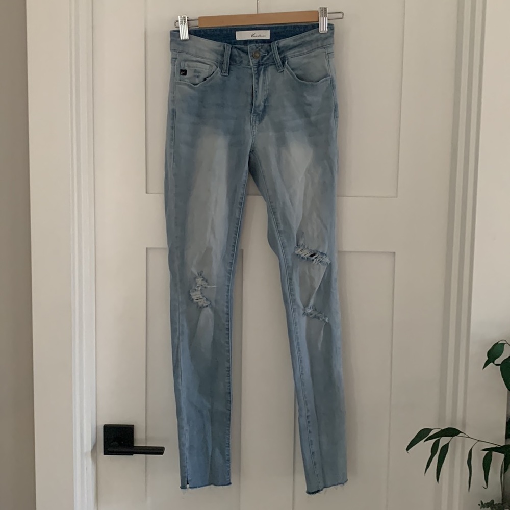 KanCan Distressed Mid-Rise Skinny Jeans – Size 25 (3/25) | Stretch Blue